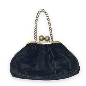 Steve Madden Vintage Black Velvet Kiss lock Sac Small Chain Mini Purse Cocktail